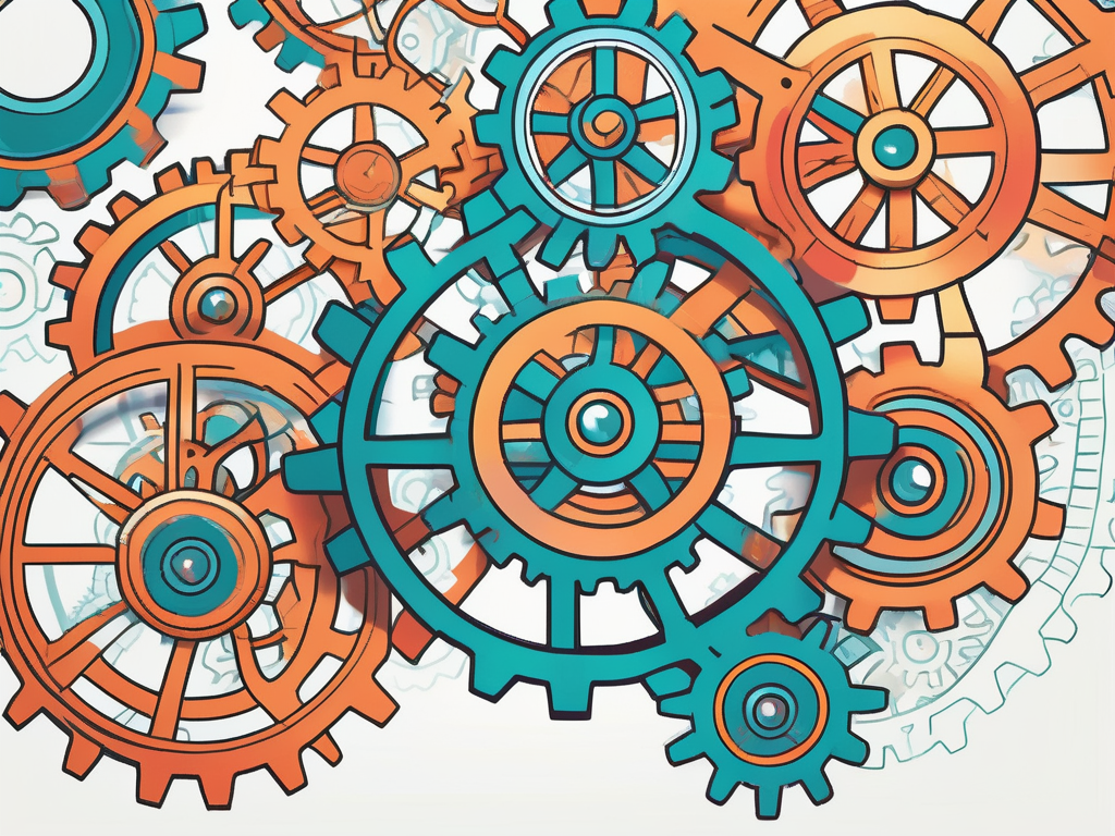 An abstract representation of interconnected gears and cogs