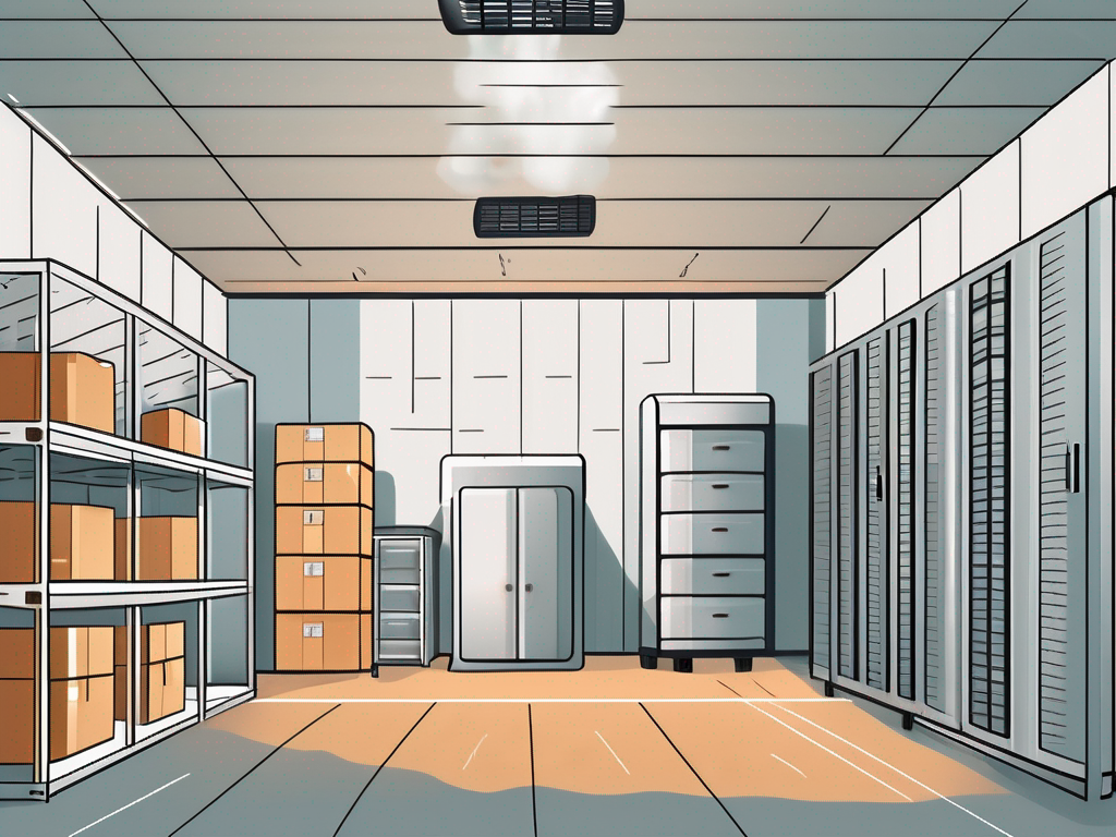 A climate-controlled storage unit with visible temperature and humidity controls