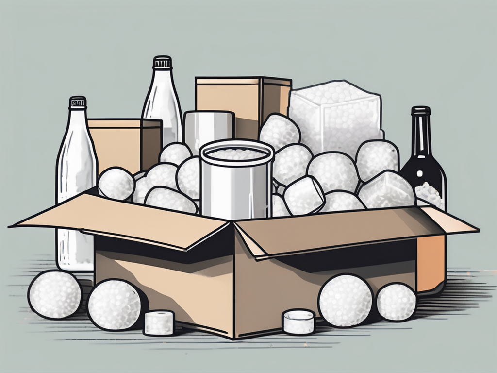 Draw an illustration of a neatly packed box filled with various fragile items