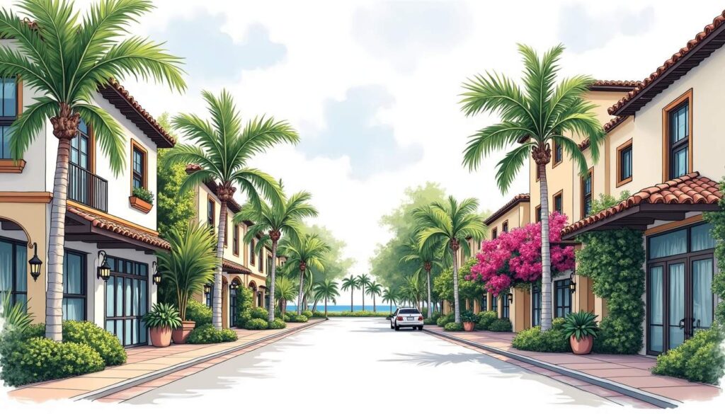 A picturesque street scene in coral gables