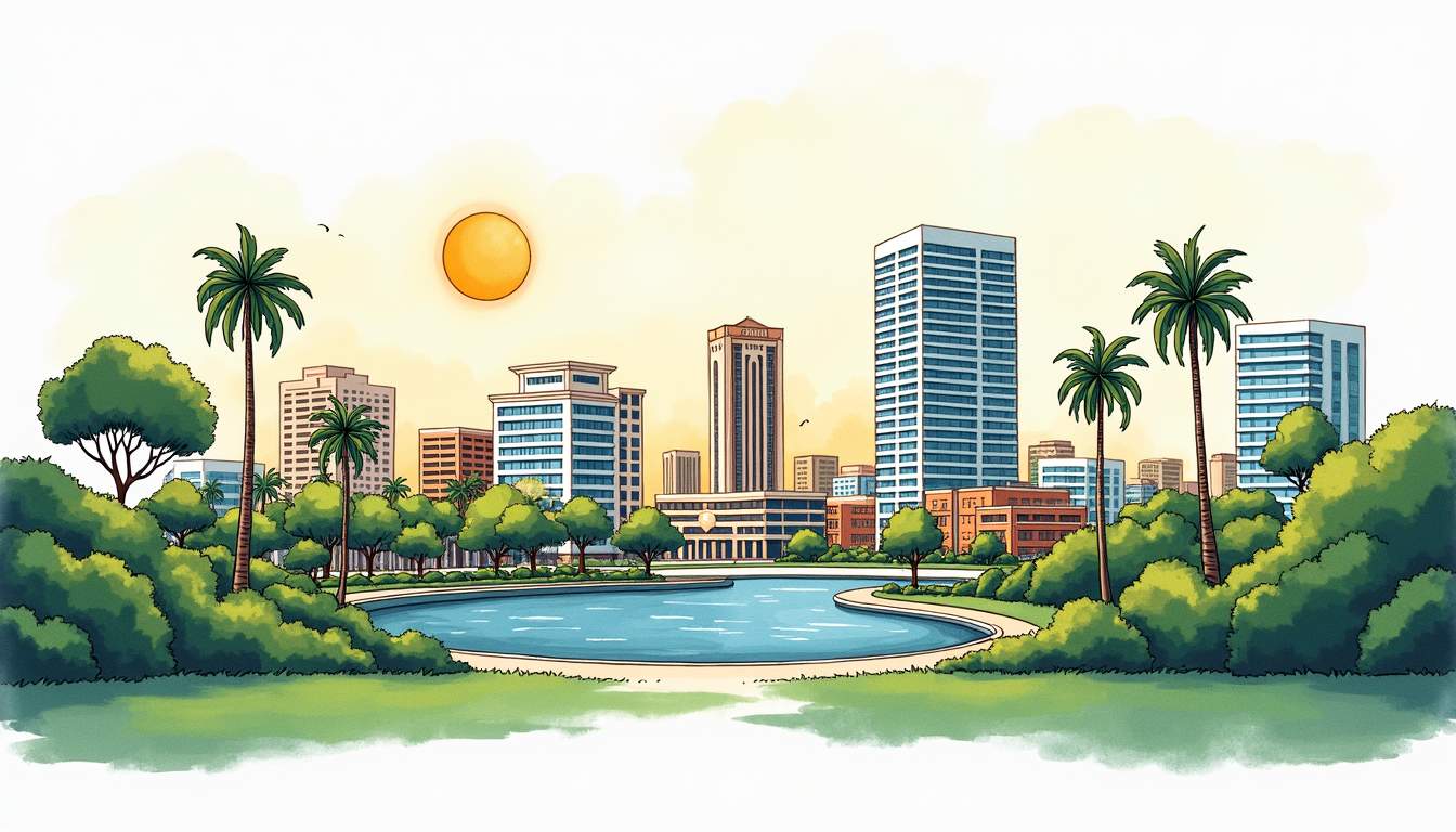 A vibrant cityscape of doral